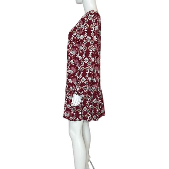 Caslon Floral Print Drop Waist Long Sleeve Dress Burgundy Floral Women’s - Picture 3 of 8